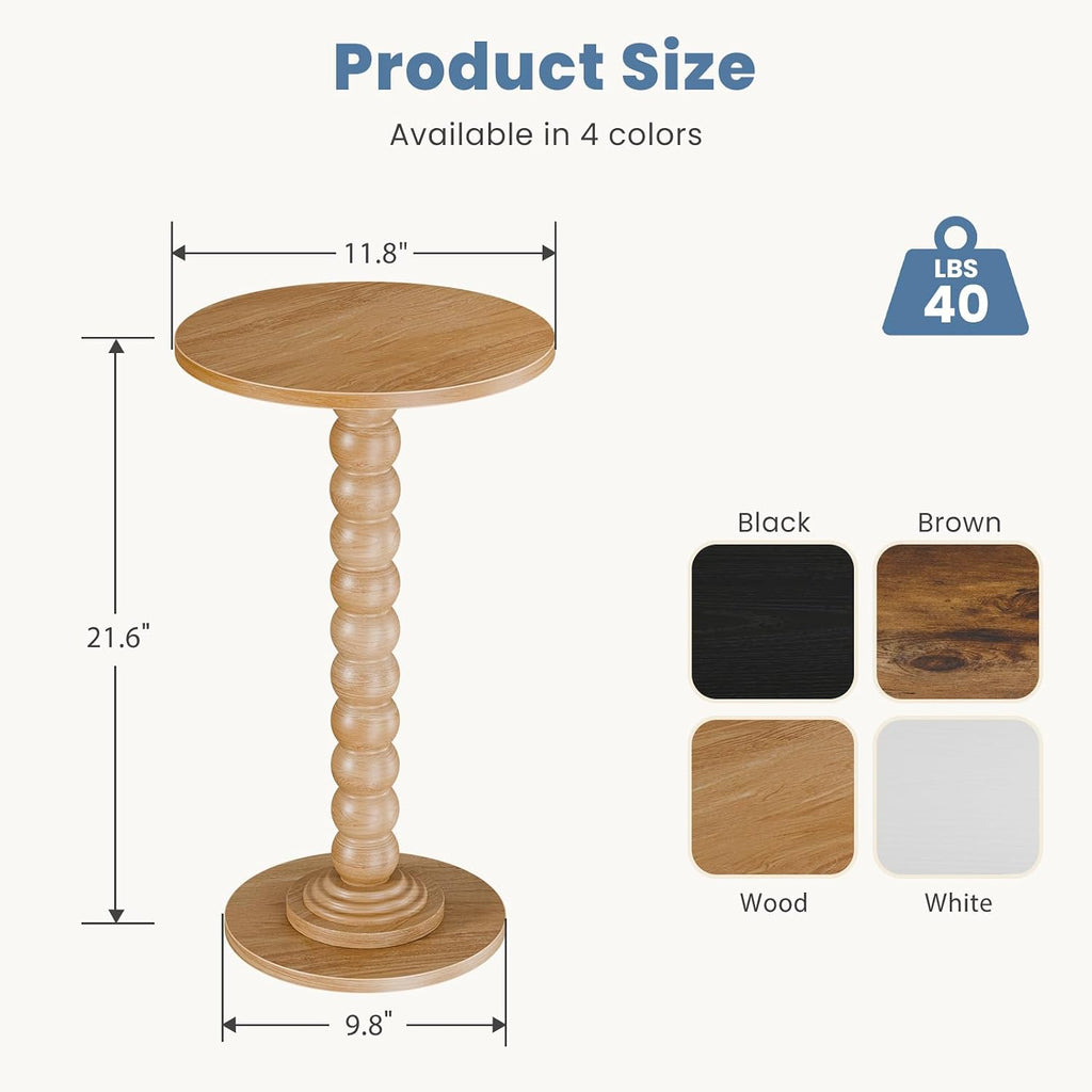 DUMOS Round Side Table, End Table, Nightstand for Bedroom Living Room
