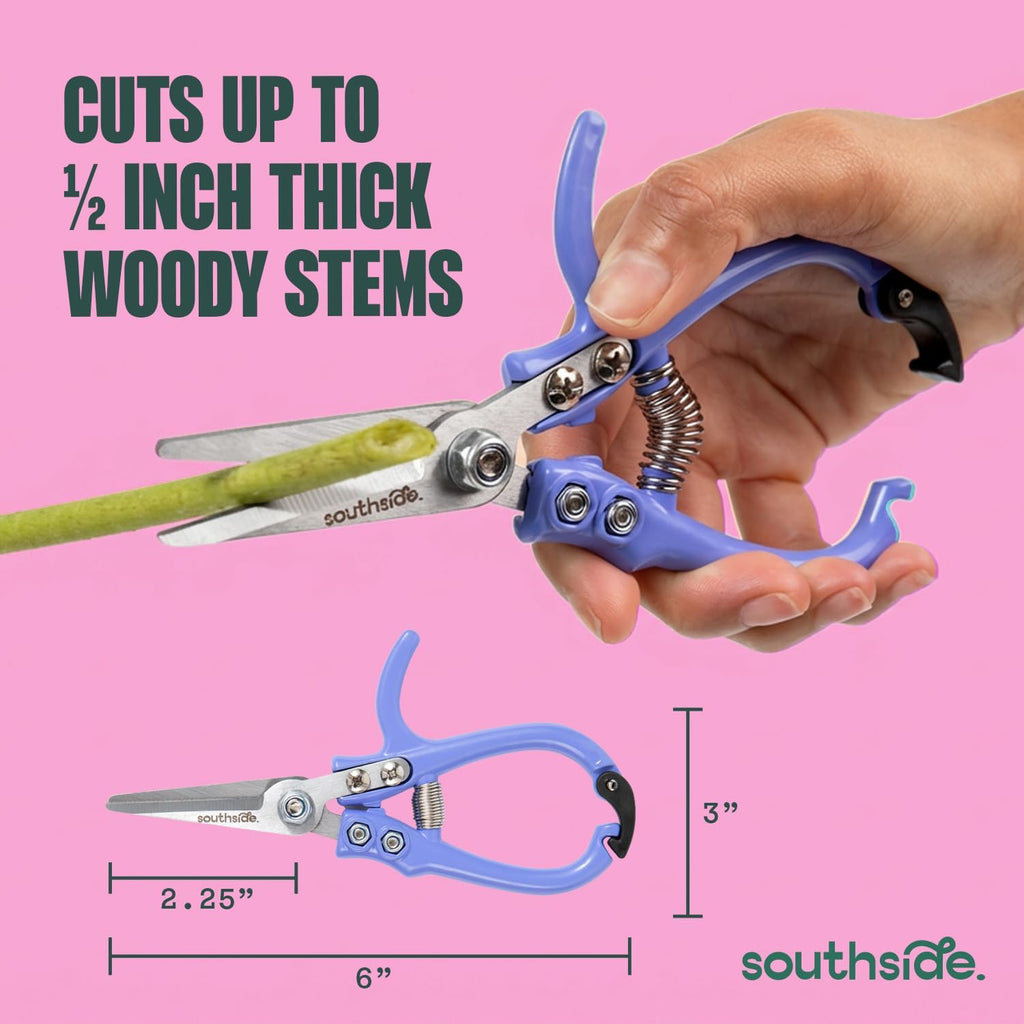 Southside Garden Scissors – Lightweight Pruning Shears for Houseplants, Indoor & Outdoor Gardening Tool, High-Carbon Steel Blades with Safety Lock