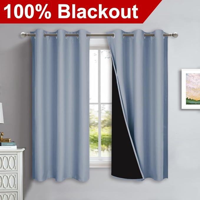 NICETOWN 100% Blackout Curtains 45 inches Long, 1 Pair, 42 inches Width Each - Image 2
