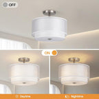 Semi Flush Mount Ceiling Light Fixture,Bedroom Ceiling Light,12.6'' Light Fixtures Ceiling Mount,Drum Light Fixture,3-Light Modern Close to Ceiling Lamps for Living Room Dining Room Kitchen Entryway