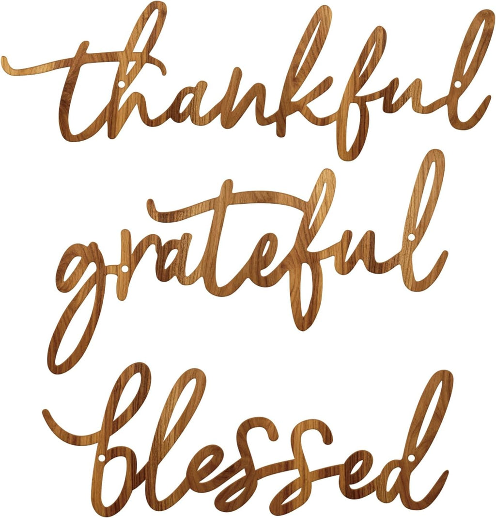 Thankful Grateful Blessed Letter Sign Metal Wall Decor, 3 Piece Black Letters Wall Art for Bathroom Bedroom Metal Words Wall Decor for Home Decor
