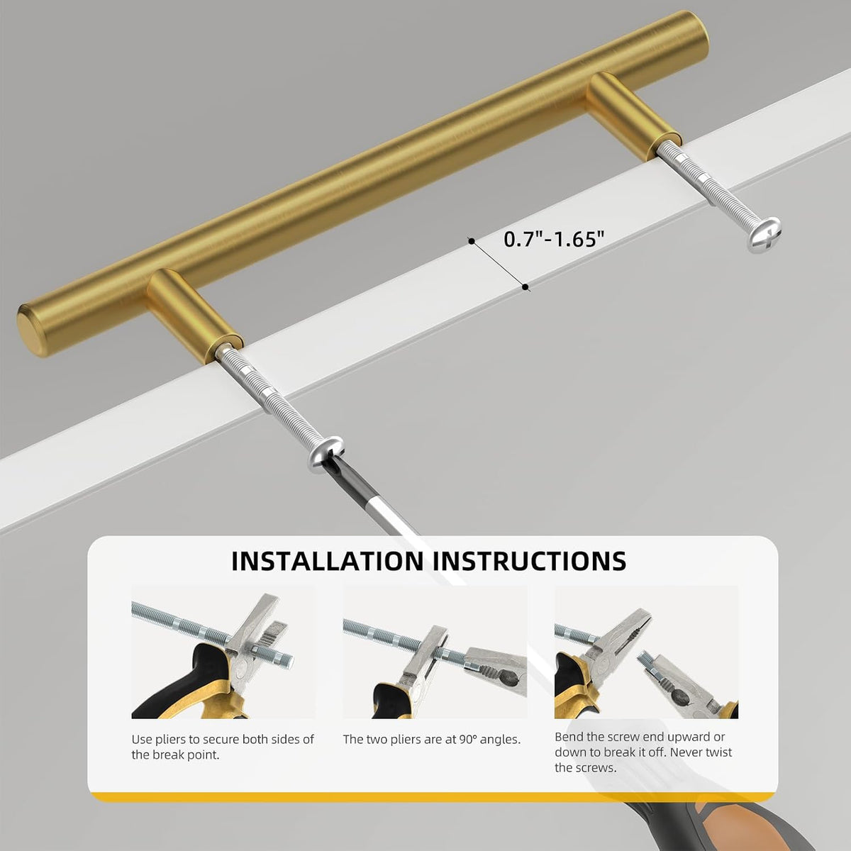 Goldenwarm 10 Pack 3 inch Gold Cabinet Handles Brushed Gold Cabinet Pulls