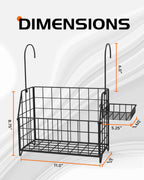 Large Rustproof Shower Caddy Hanging, 304 Stainless Steel Hanging Shower Organizer Basket for Bathroom & Bathtub, Over the Rod Shower Rack for Shampoo, Conditioner, Soap & Bath Accessories(Black)