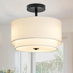 Semi Flush Mount Ceiling Light Fixture,Bedroom Ceiling Light,12.6'' Light Fixtures Ceiling Mount,Drum Light Fixture,3-Light Modern Close to Ceiling Lamps for Living Room Dining Room Kitchen Entryway