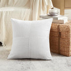 Fancy Homi 2 Packs White Big Decorative Throw Pillow Covers 24x24 Inch - Image 2