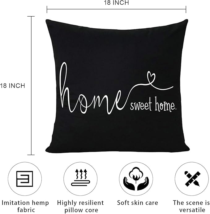 MFGNEH Home Sweet Home Quotes Farmhouse Pillow Covers 18x18 Inch, Farmhouse - Image 6