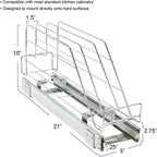 Household Essentials Glidez Multipurpose Chrome-Plated Steel Pull-Out/Slide-Out Storage Organizer for Cookware and Bakeware - Fits Standard Size Cabinet or Shelf, Chrome