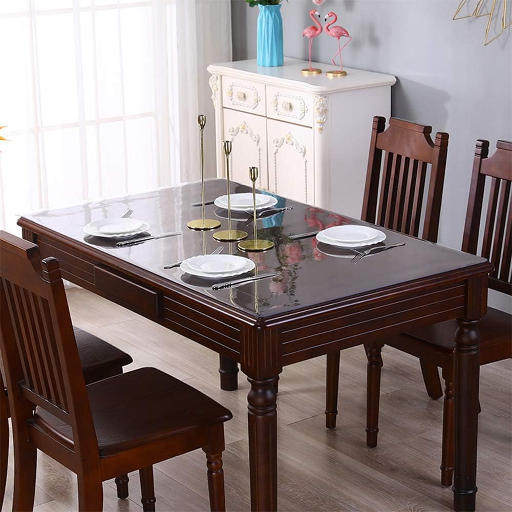 40x72 Inch Clear PVC Table Protector Plastic Tablecloths Dinner Table Desk Pad Wipeable Wooden Furniture Coffee Living Room Table Wedding Table Outdoor Table Vinyl Glass Protection Mat Rectangular
