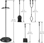 5 Pieces Fireplace Tools Sets Wrought Iron Firewood Kit with Handle Durable Tool Set and Holder for Fire Pit Stand Indoor Tong Shovel Poker Brush Firewood Accessories (Black)