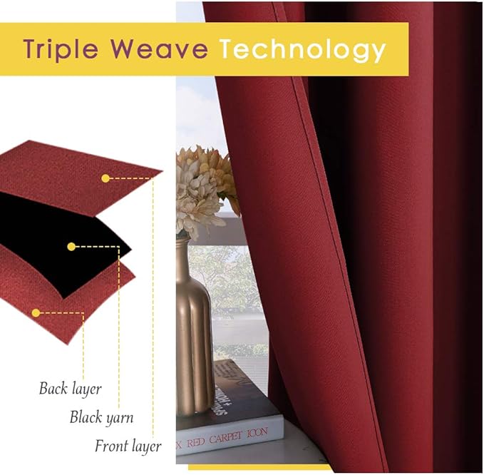 NICETOWN Christmas Window Curtains Blackout Drapes, Thermal Insulated Solid - Image 4