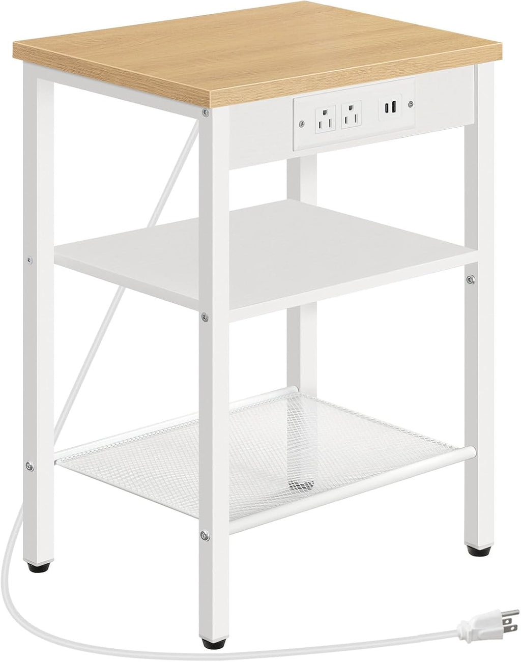 HOOBRO Side Table with Charging Station, Small End Table for Small Space