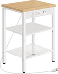 HOOBRO Side Table with Charging Station, Small End Table for Small Space