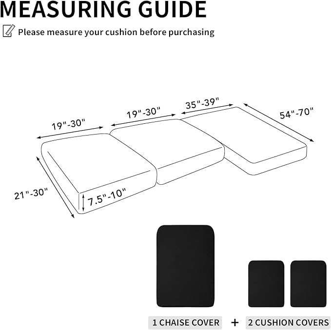 Easy-Going Stretch 3 Pieces Couch Cushion Covers - Image 2