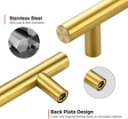 JOY DECOR Gold Cabinet Pulls Drawer Pulls, 3 Inch CC, 5 Pack