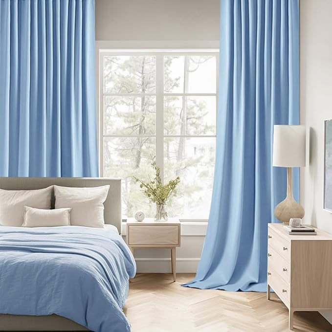 MIULEE Sky Blue Back Tab Blackout Curtains 72 Inches Long 2 Panels Set - Image 2