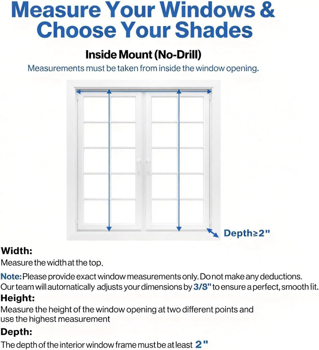 No Drill Blackout Cellular Shades, White, 36" W x 64" H