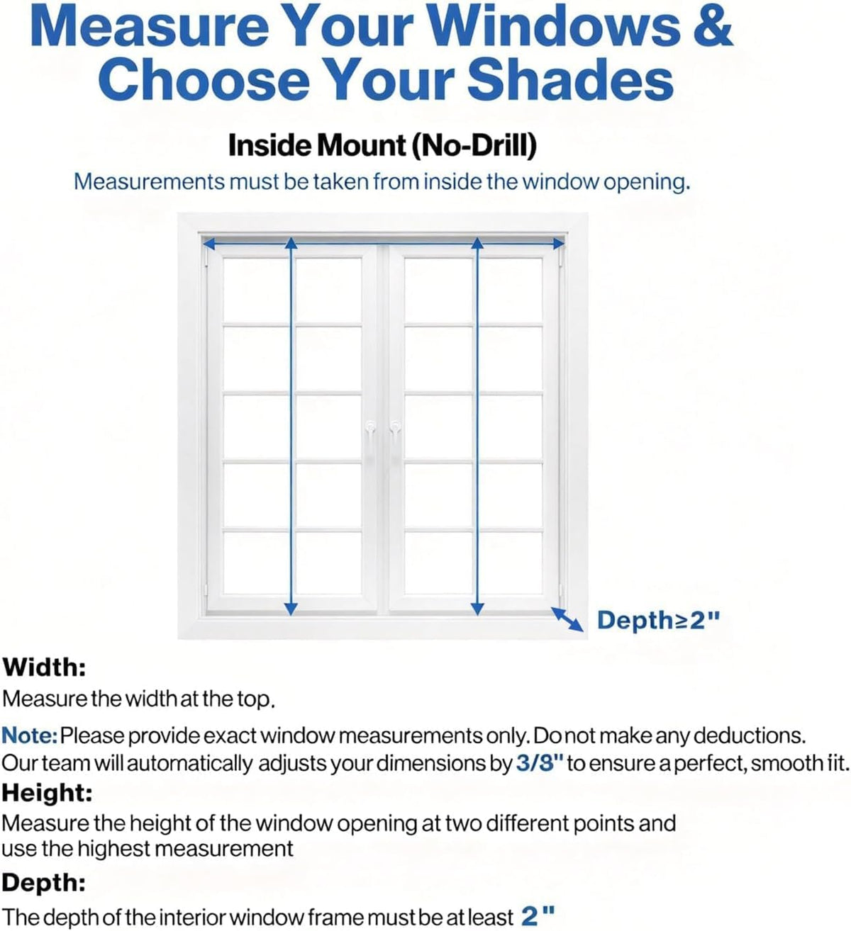 No Drill Blackout Cellular Shades, White, 36" W x 64" H