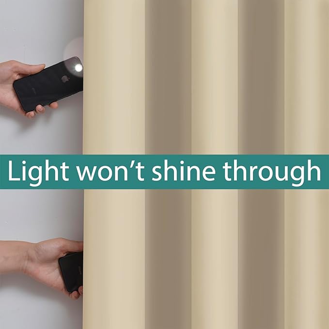 Yakamok 100% Blackout Curtains 84 Inches Long, 2 Thick Layers Heat and Full - Image 3