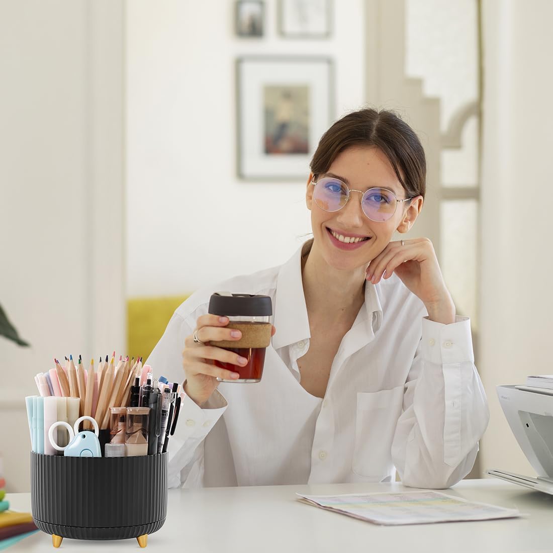 SKYDUE 360 Degree Rotating Desk Organizer, Pencil Pen Holder for Desk