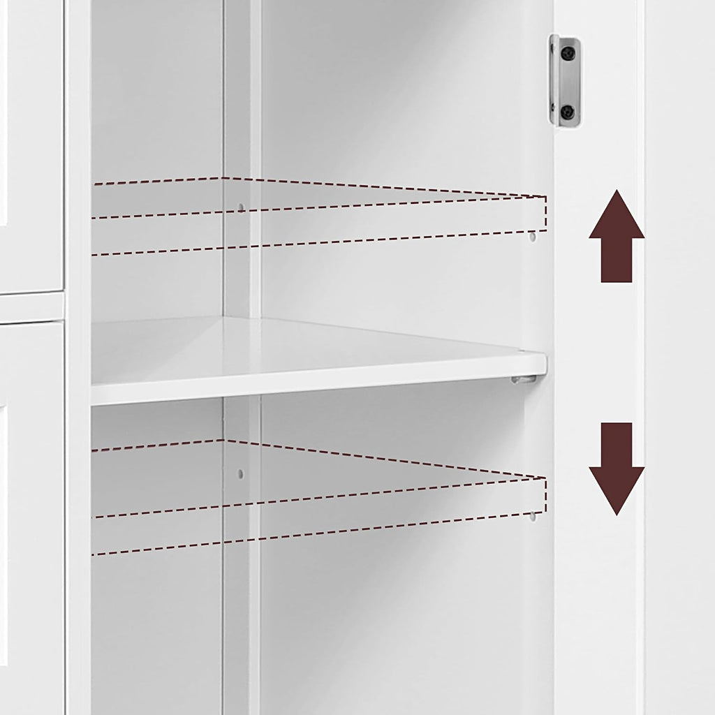 Yaheetech Small Bathroom Storage Cabinet with 4 Drawers & Door, White