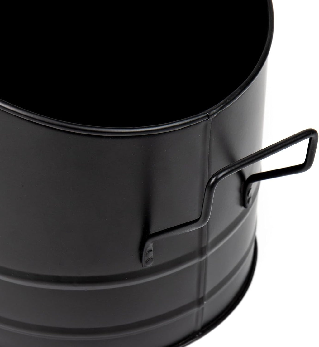 Mind Reader Fireplace Ash Bucket, 6L (1.5 gal) Capacity, Wood Stove, Fireplace Accessories, Metal, 9"L x 9"W x 10.5"H, Black