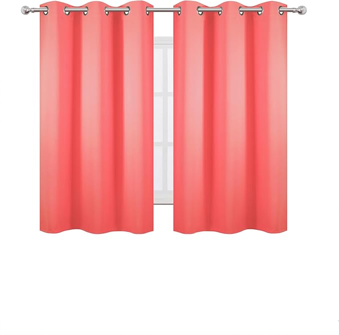 LEMOMO Coral Blackout Curtains 42 x 54 Inch Length Set of 2 Panels Grommet - Image 2