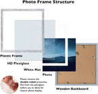 JCJMY 12x12 Picture Frame Rustic White with 10x10 Mat for 30 x 30cm Diamond Art Painting, Display Photo 12 x 12 Without Mat, Wall Hanging Large Frame with Plexiglass