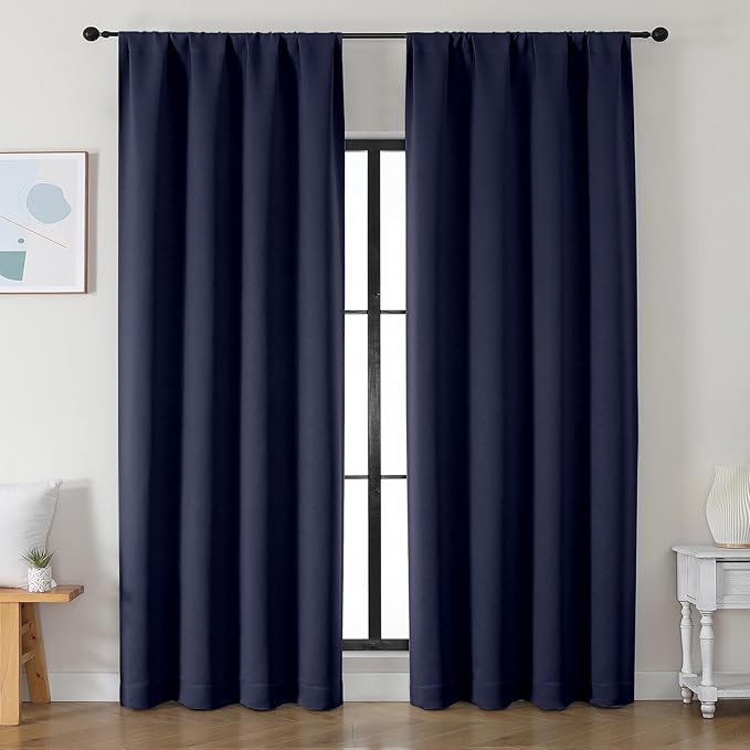 Simplebrand Ava Navy Blue Blackout Curtains by Simplebrand