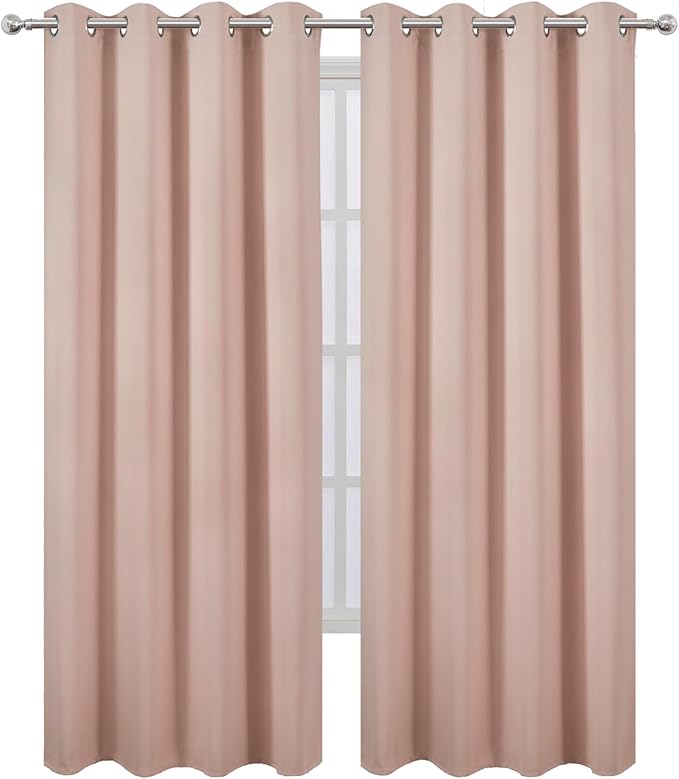 LEMOMO Blackout Curtains 52 x 108 inch/Blush Curtains Set of 2 Panels/Thermal - Image 2