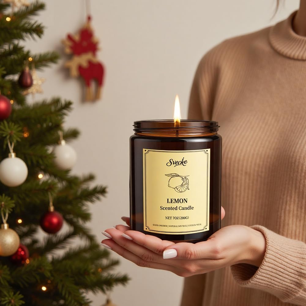 4 Pack Scented Candles, Lemon, Lavender, Sage Citrus, Fireside