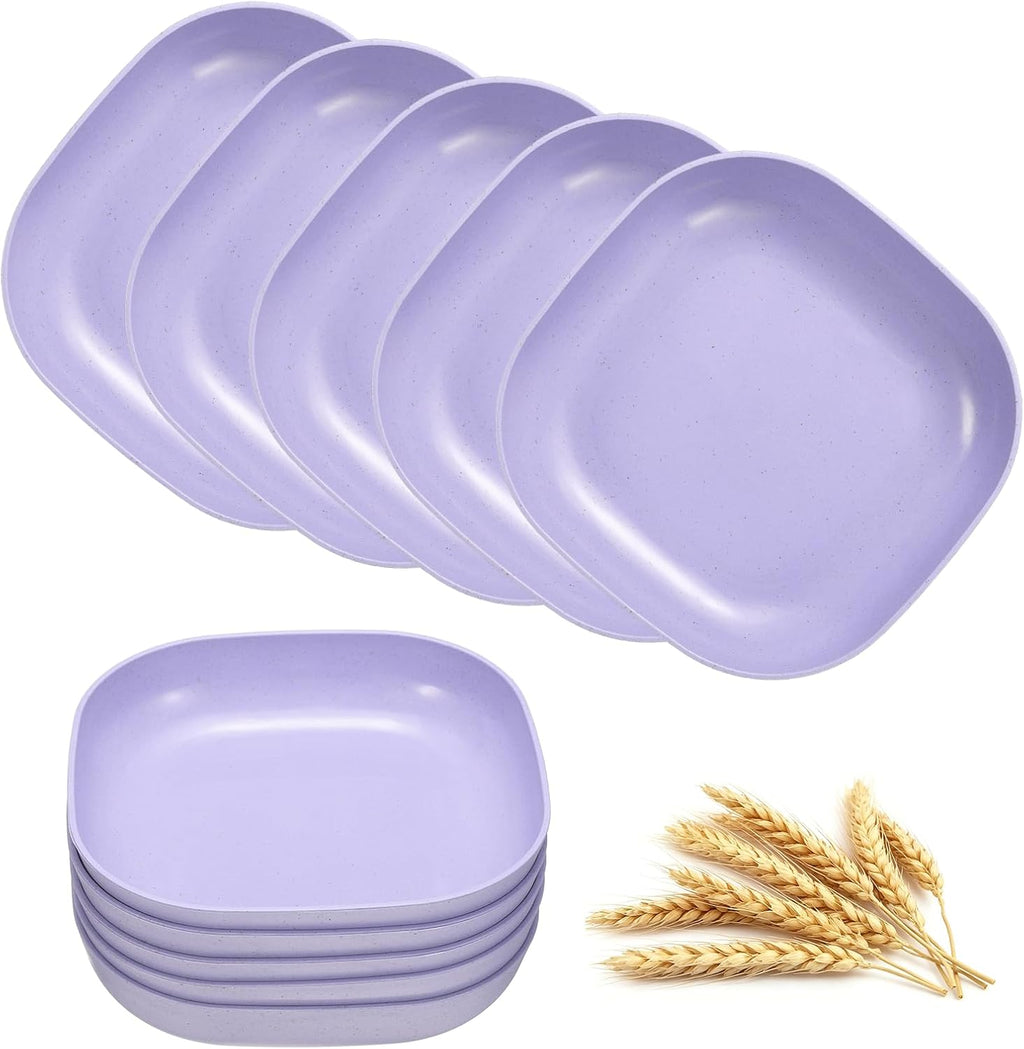 uxcell 10Pcs Square Wheat Straw Plates, 14.5cm/5.7" Unbreakable Plates