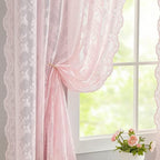 YJ YANJUN Vintage Lace Curtains 90 Inches Long-Victorian Floral Pattern Light - Image 4