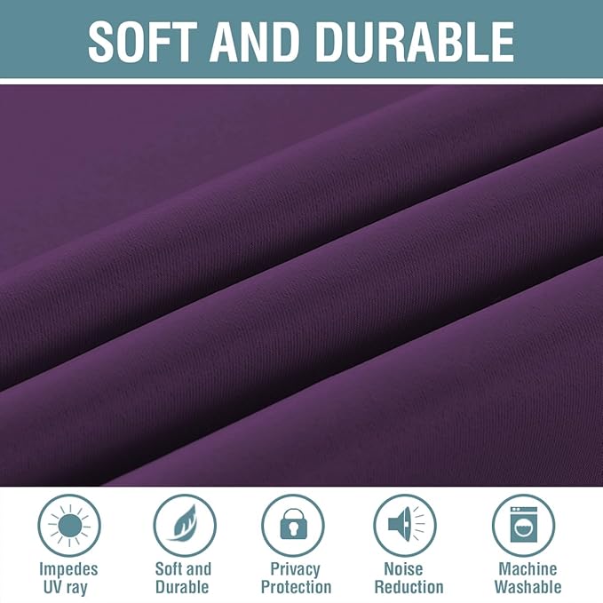 H.VERSAILTEX Blackout Curtains 63 Inch Length Purple Drapes Curtains Elegant - Image 4