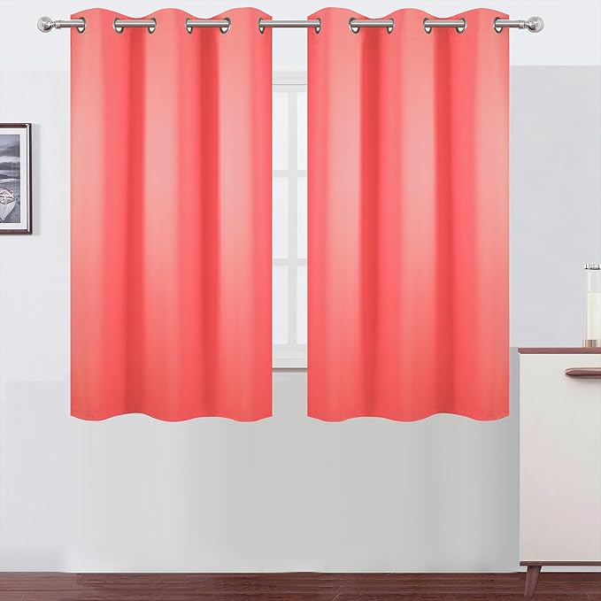 LEMOMO Coral Blackout Curtains 42 x 54 Inch Length Set of 2 Panels Grommet by Lemomo