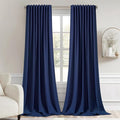 MIULEE Navy Blue Back Tab Blackout Curtain 96 Inch Long 2 Panels Set by MIULEE