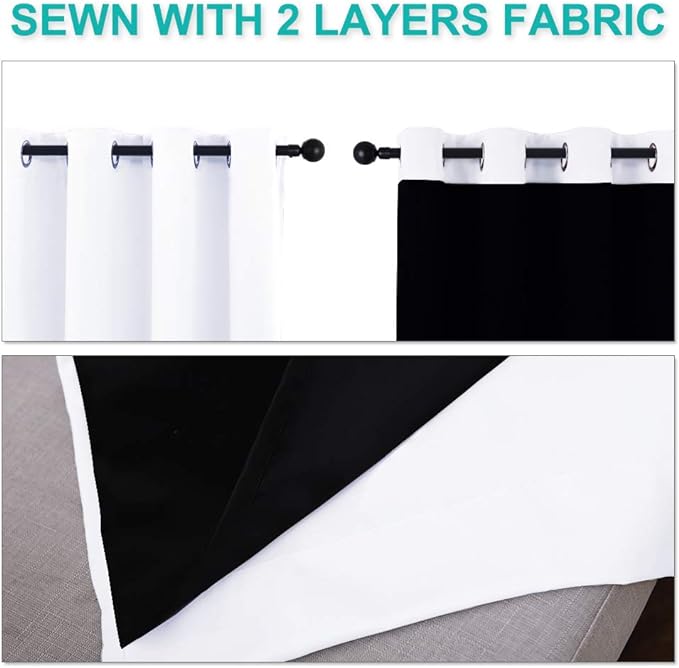 NICETOWN 100% Blackout Window Curtain Panels, Cold and Full Light Blocking - Image 5