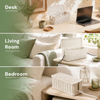 Cable Management Box, Handmade Rattan Cord Organizer for Power Strip