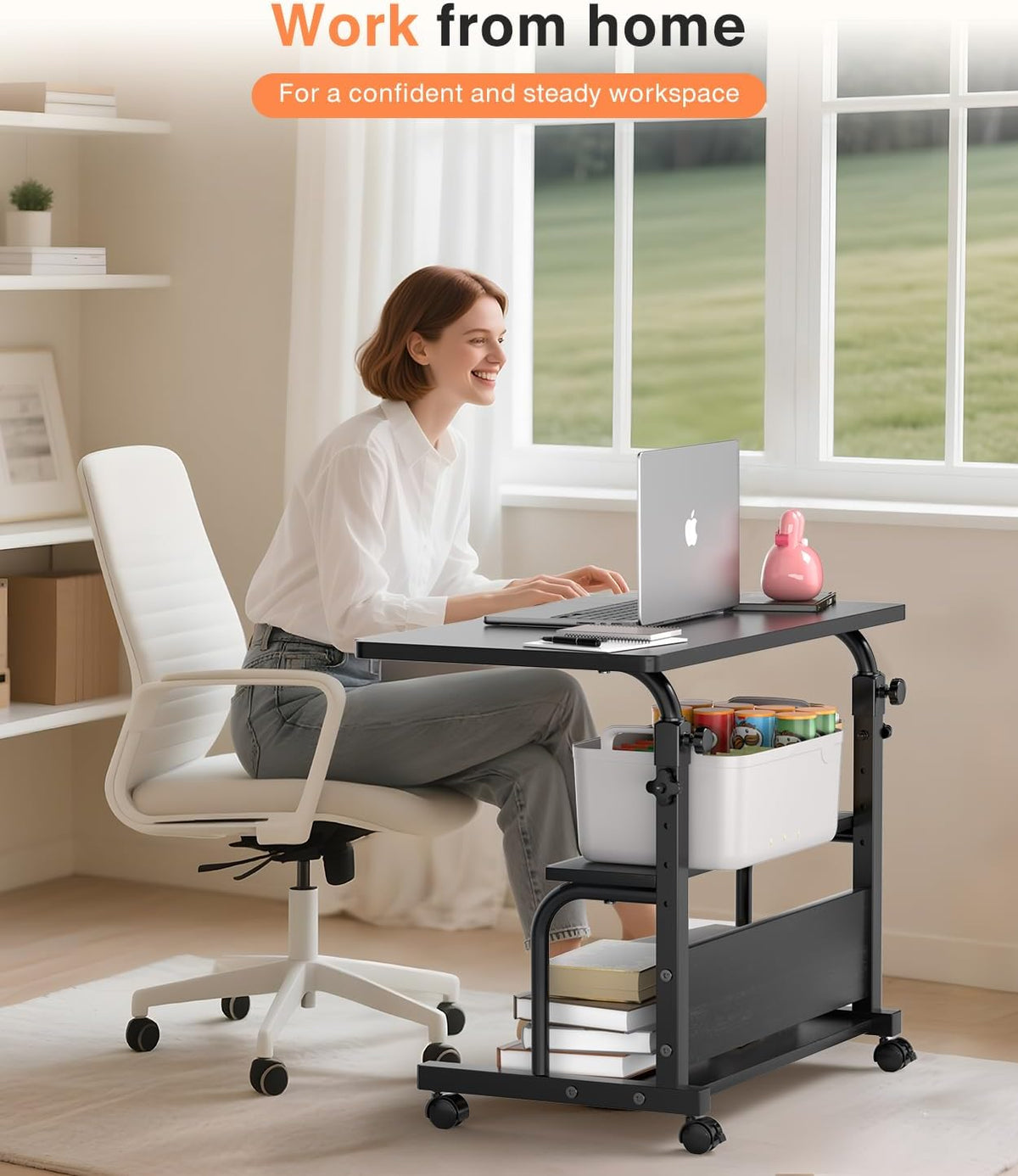 QZMDSM Portable Rolling Desk on Wheels