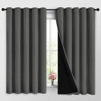 Dark Grey Full Shade Curtain Panels, Heavy Duty Lined Curtains 63 Inches Long by Yakamok