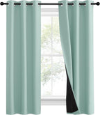 NICETOWN Aqua Blue 100% Blackout Curtain Set, Thermal Insulated & Energy - Image 2