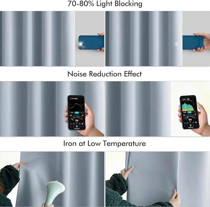 MIULEE Light Blue Back Tab Blackout Curtains 108 Inch Long 2 Panels Set - Image 5