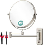 Auxmir 8" Double-Sided Wall-Mounted Makeup Mirror, 1X/30X Magnifying Mirror