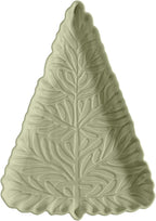 Santa Barbara Design Studio Tree Shaped Serving Plate - Stamped Ceramic Platter, 11" x 7.75", Pine Green
