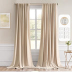 MIULEE Back Tab Beige Curtains 96 Inch Long 2 Panels Set by MIULEE