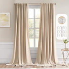 MIULEE Back Tab Beige Curtains 108 Inch Long 2 Panels Set by MIULEE