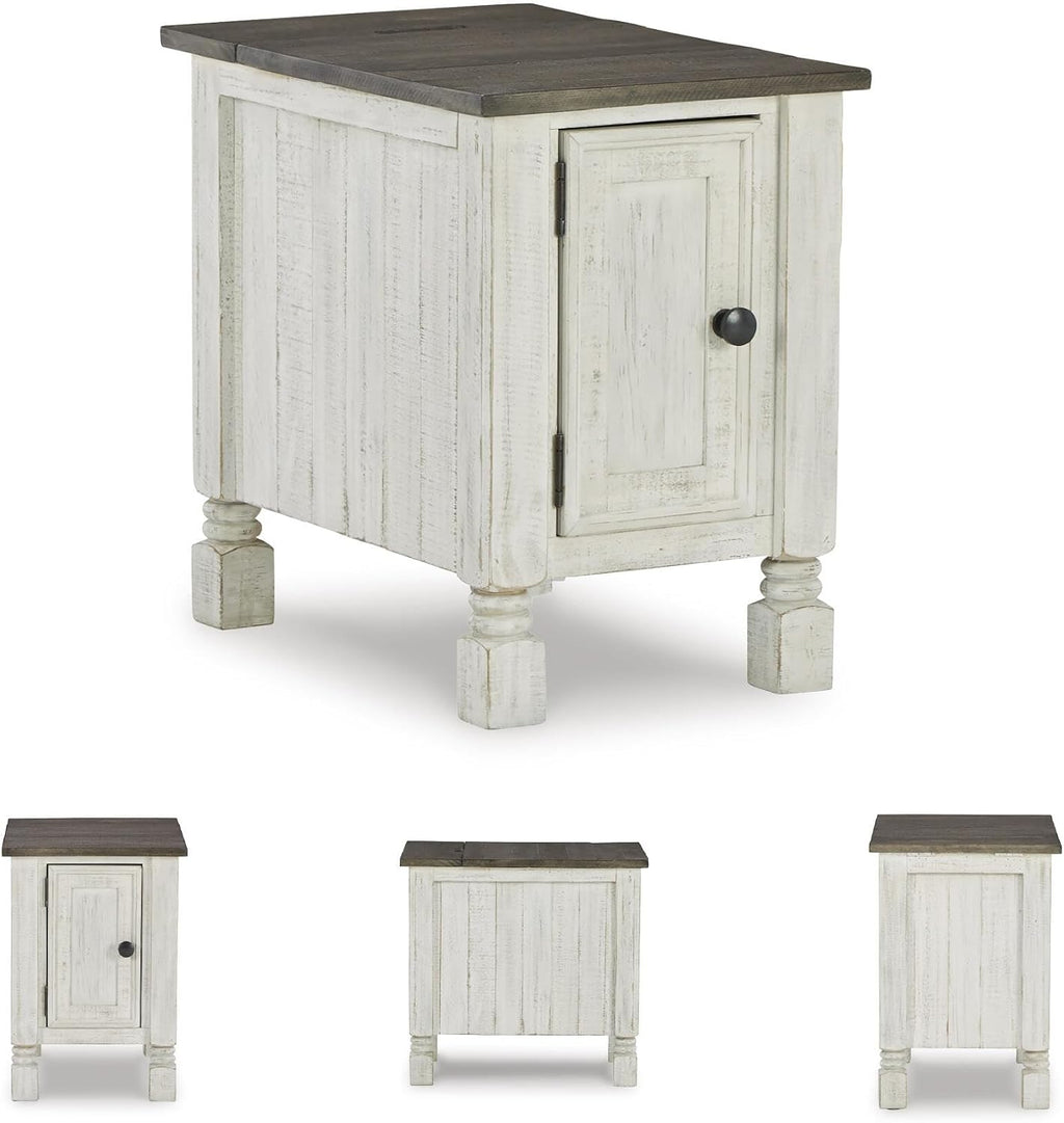 Signature Design by Ashley 1-Piece Chairside End Table, White/Gray