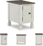 Signature Design by Ashley 1-Piece Chairside End Table, White/Gray