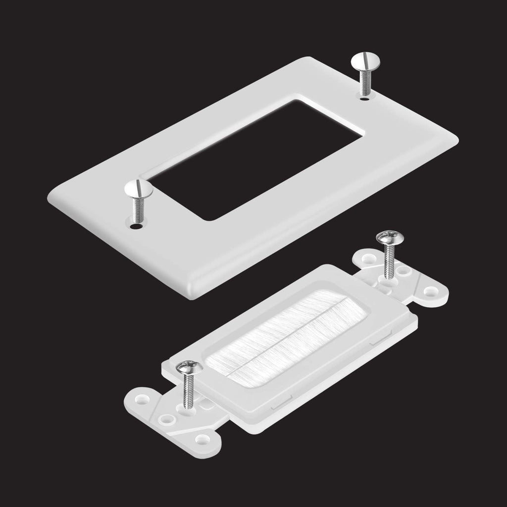 TOPGREENER 1-Gang Bristled Brush Pass-Through Wall Plate, 6-Pack