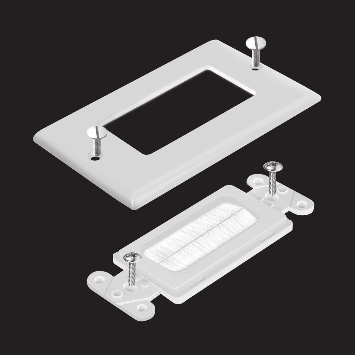 TOPGREENER 1-Gang Bristled Brush Pass-Through Wall Plate, 6-Pack