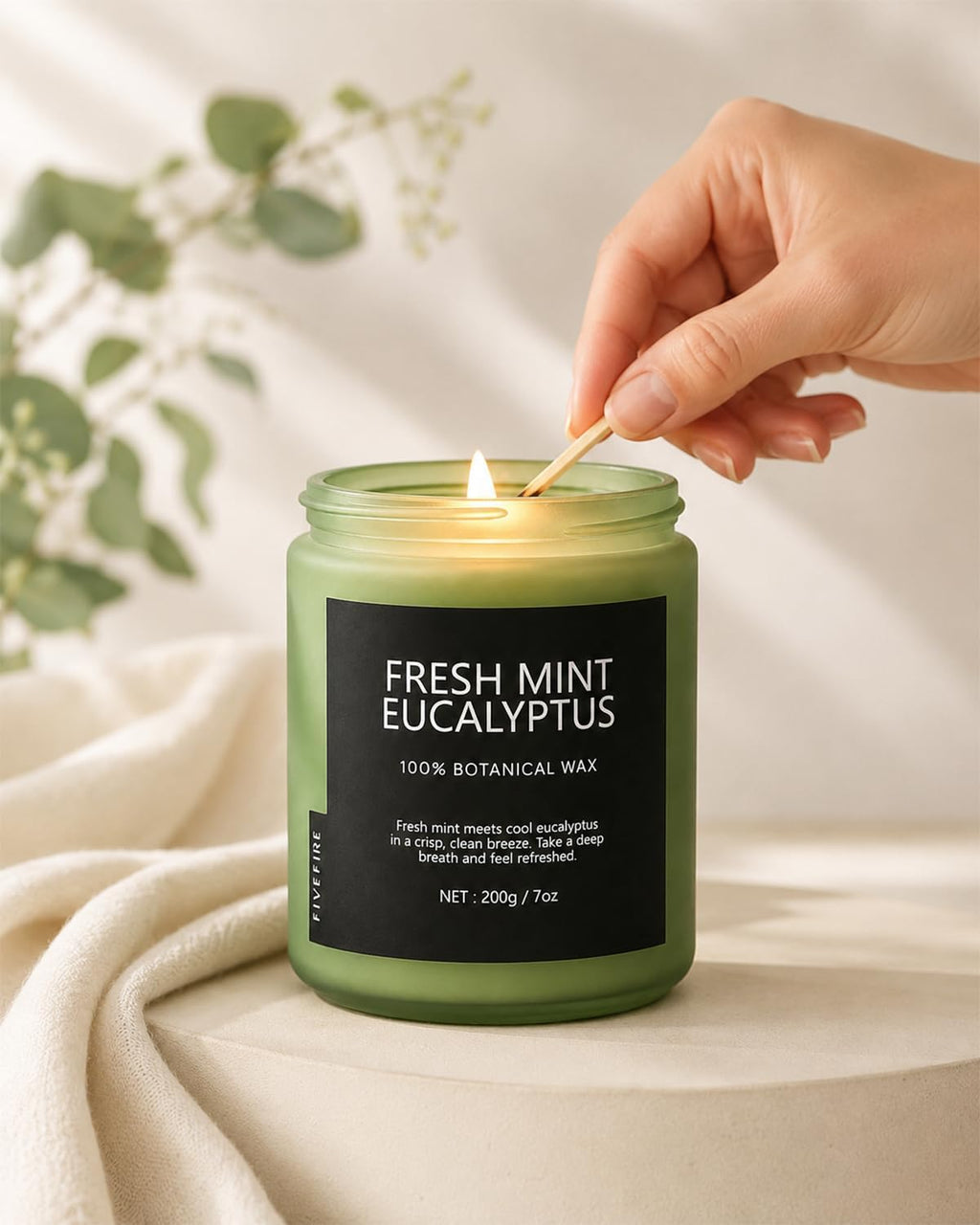 Fresh Mint Eucalyptus Scented Candle, 7oz Soy Wax